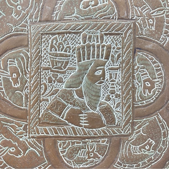 Brass Plate With Stand Damascene Handmade - Picture 7 of 15